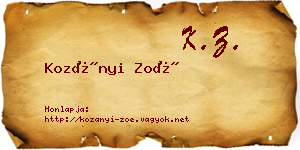 Kozányi Zoé névjegykártya