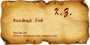 Kozányi Zoé névjegykártya